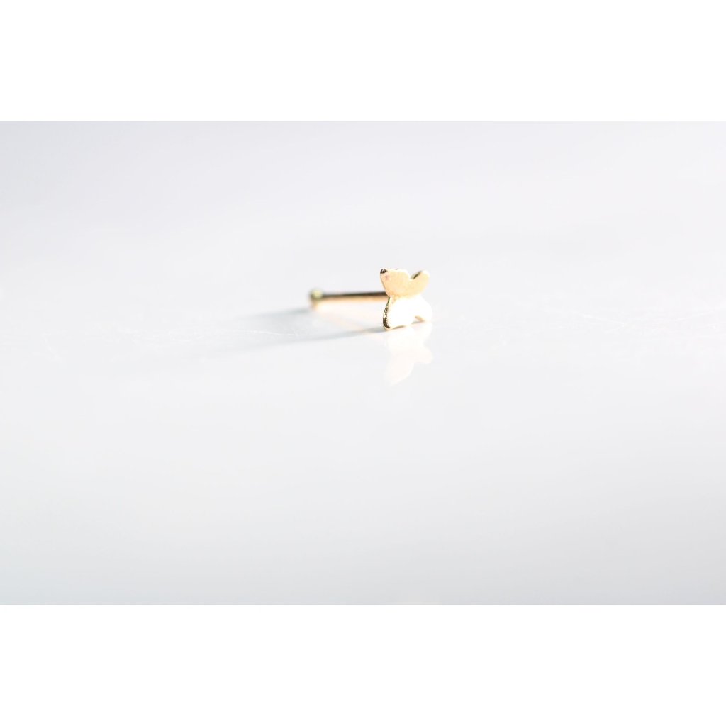 9kt Gold Cute Mini Butterfly Nose Piercing Stud 22 Gauge New
